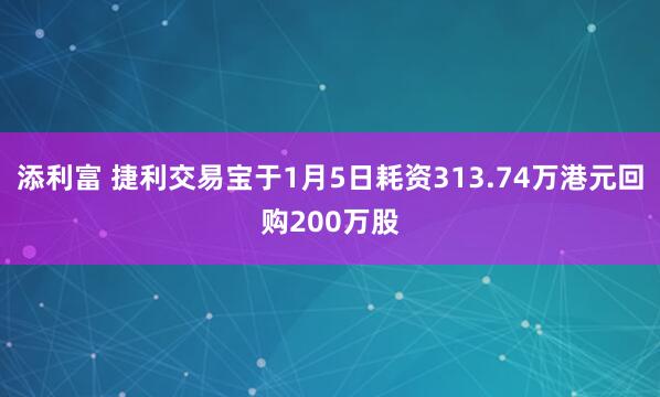 添利富 捷利交易宝于1月5日耗资313.74万港元回购200万股